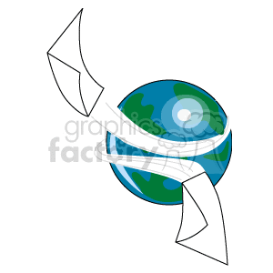 The clipart image features a stylized representation of the Earth wrapped with a white envelope or letter, symbolizing global communication typically associated with email or the internet. This image could be used to convey concepts related to international email correspondence, worldwide web communication, or global business connectivity.