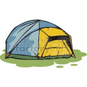 Grey and yellow tent