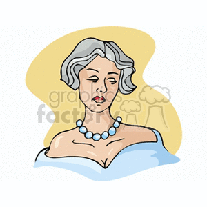 Elegant Woman with Gray Hair and Pearl Necklace