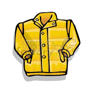 A clipart image of a yellow button-up jacket with pockets and a collar.