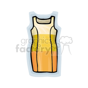 Clipart image of a sleeveless dress with a color gradient from beige to orange.