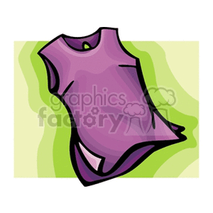A clipart image of a purple sleeveless shirt on a wavy green background.