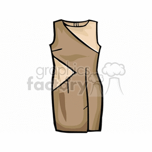 A clipart image of a beige sleeveless dress with geometric patterns.
