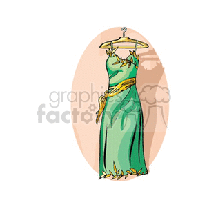Green Dress with Leaf Decorations
