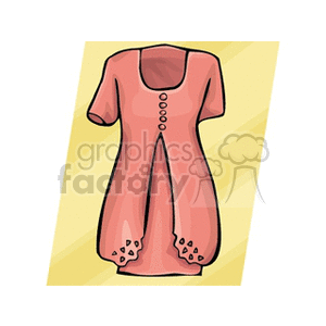 Clipart image of a pink tunic-style dress with short sleeves and button detailing on the front.