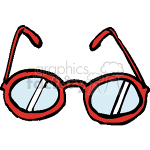 The clipart image depicts a pair of round, red eyeglasses with a simple design.