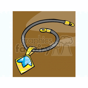 Clipart image of a necklace with a yellow pendant featuring a blue gemstone.