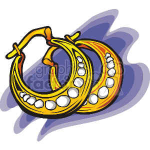 Royalty-Free Gold hoop earrings with pearls vector clip art image ...