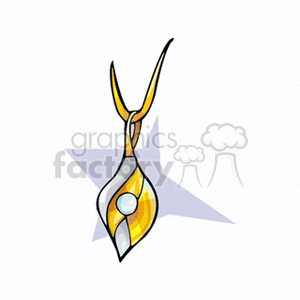 Clipart image of a stylish gold and silver pendant with a pearl.