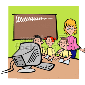 Cartoon computer classroom