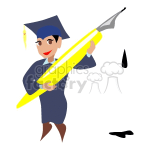 Graduation Student with Oversized Pen