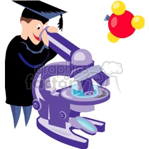 Graduate Exploring Science with Microscope and Atom