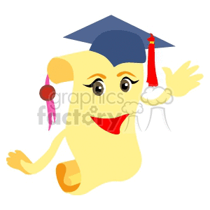 A Happy Face on a Diploma with a Blue Cap and a Red Tassel