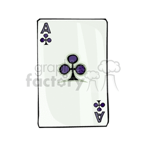 Clipart image of the ace of clubs playing card.