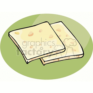 Illustration of two slices of cheese on a green background.