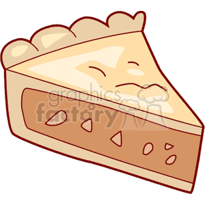 Clipart image of a slice of pie with a flaky crust and filling with visible chunks.