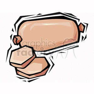 Clipart illustration of sliced sausage.