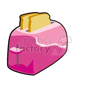 Clipart image of a pink toaster with two slices of bread popping out.