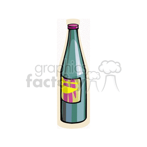 Clipart image of a wine bottle with a colorful label.