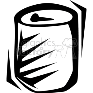 A black and white clipart image of a soda can with a stylized design.