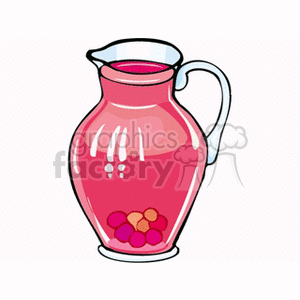 Clipart image of a glass pitcher filled with pink fruit juice 