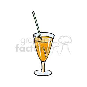 Clipart image of a glass of orange juice with a straw.