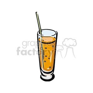 Fruit Juice in Glass with Straw