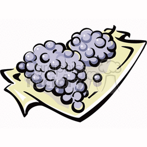 A clipart image of a cluster of grapes on a plate.