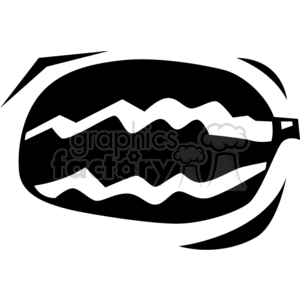 A black and white clipart image of a watermelon piece with a wavy pattern.