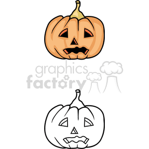 Halloween Pumpkin - Colored and Outline Version