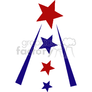 The clipart image features a series of stars in red and blue colors, arranged in a descending pattern with the largest star at the top and smaller stars below, symbolizing the American flag colors and possibly representing the celebration of Independence Day in the United States.