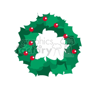 Christmas Wreath with Holly Leaves and Berries