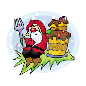 Cheerful Santa with Holiday Cake