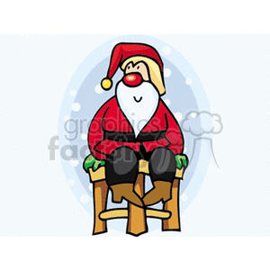 Cartoon Santa Claus Sitting on Stool Christmas