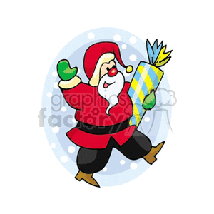 Cheerful Santa Claus with Christmas Gift