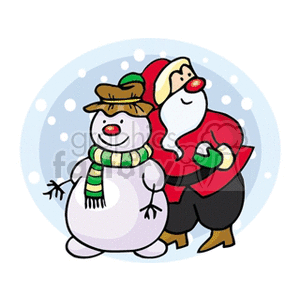 Santa Claus and Snowman Winter