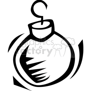 Black and white clipart image of a Christmas ornament bulb decoration.