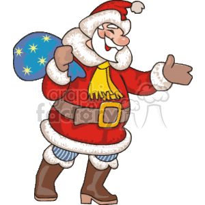 Cheerful Santa Claus with Gift Sack