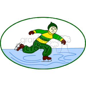 Ice Skating Cartoon Character