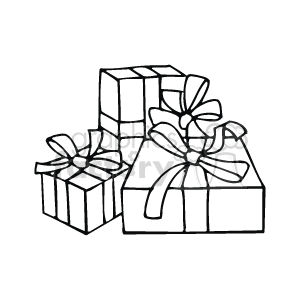 Three Black and White Gift Boxes with Bows