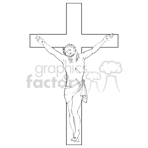   The clipart image depicts a representation of Jesus Christ on the cross, which symbolizes the Crucifixion, an event recognized in Christianity and associated with the 12th station of the Stations of the Cross, commemorating Jesus
