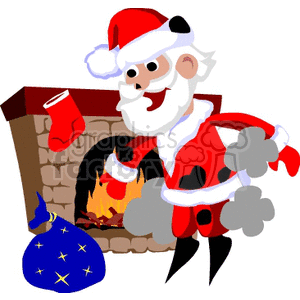 Santa Claus by Fireplace