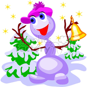 Cheerful Christmas Snowman with Bell