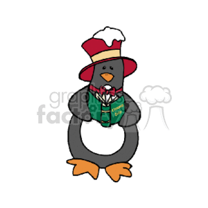 Festive Penguin with Christmas Carol Book