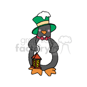 Festive Christmas Penguin with Lantern