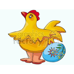 Easter chick with flowered egg