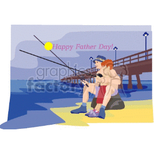 Father and Child Fishing on Father's Day