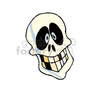 A cartoon-style skull with a wide, toothy grin, often used for Halloween decorations.