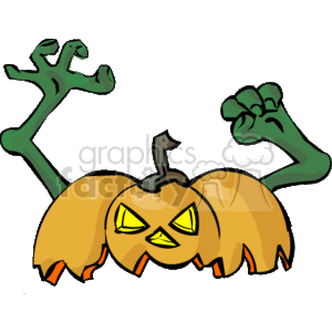   The image depicts the top half oa a stylized Halloween pumpkin with a scary face carved into it, commonly known as a jack-o
