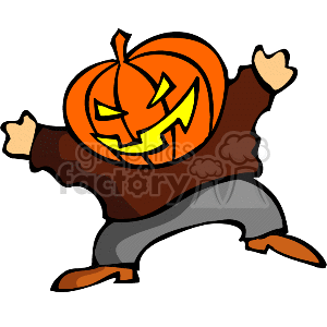   This clipart image features a stylized cartoon of a jack-o